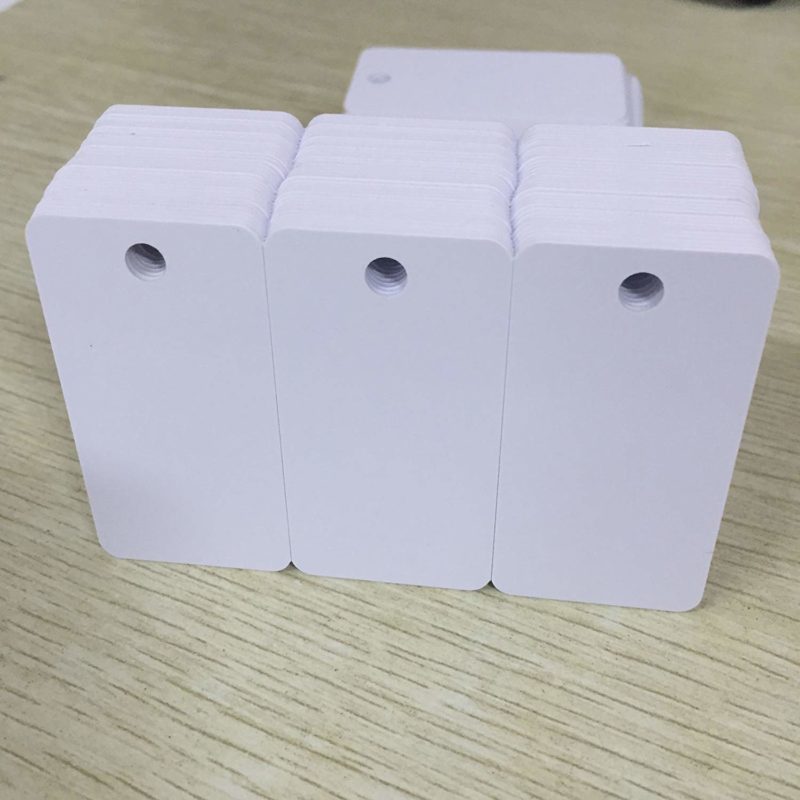 3 Up Key Tags, 500 per box.  30 mil, CR80, perforated and punched.